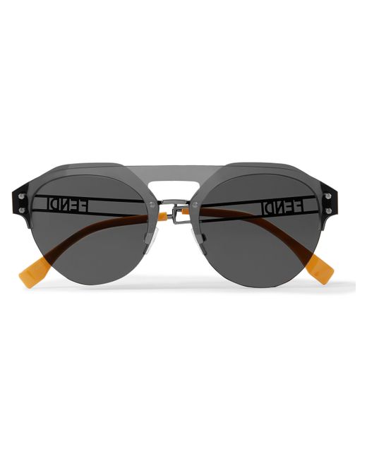 Fendi Aviator-Style Ruthenium Sunglasses