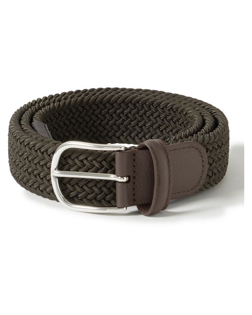 Andersons 3.5cm Leather-Trimmed Woven Elastic Belt