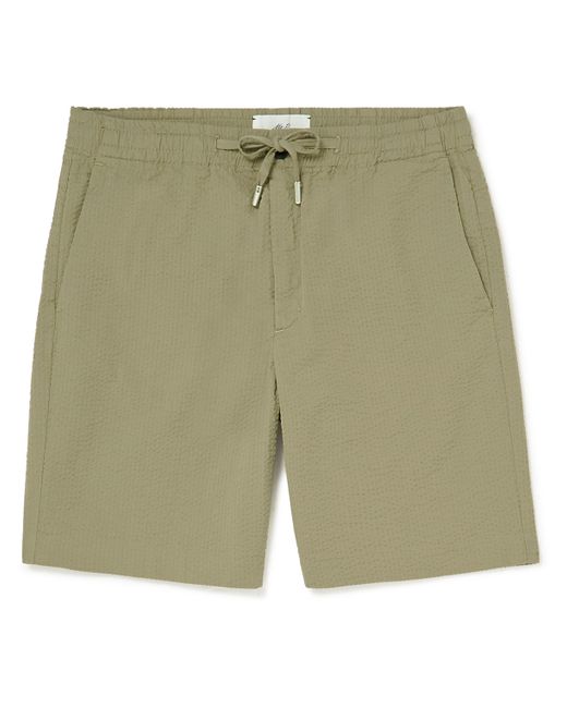 Mr P. Mr P. Straight-Leg Organic Cotton-Seersucker Drawstring Shorts