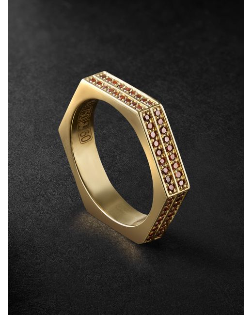 Kolours Jewelry Double Hexagon Gold Diamond Eternity Ring