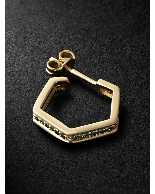 Kolours Jewelry Hexagon Medium Gold Diamond Single Hoop Earring