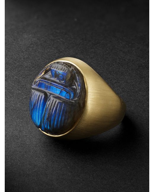 Jacquie Aiche Brushed Gold Labradorite Signet Ring