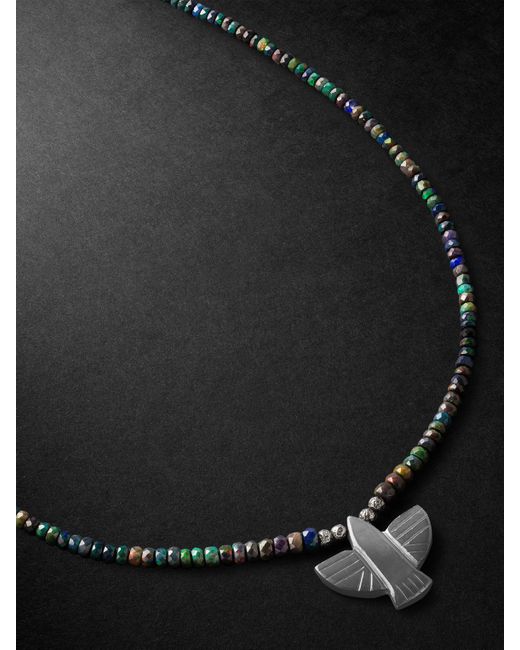 Jacquie Aiche Thunderbird Rhodium-Plated Hematite and Opal Beaded Necklace