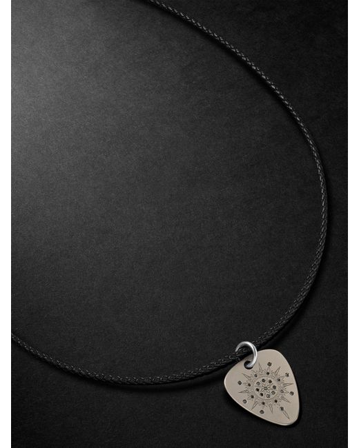 Jenny Dee Jewelry Strength Mandalic Titanium Leather and Diamond Necklace