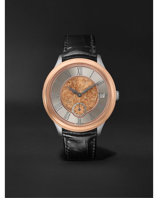 Buccellati Ornatino Automatic 42mm 18-Karat Pink and White Croc-Effect Leather Watch Ref. No. WAUMGE013178