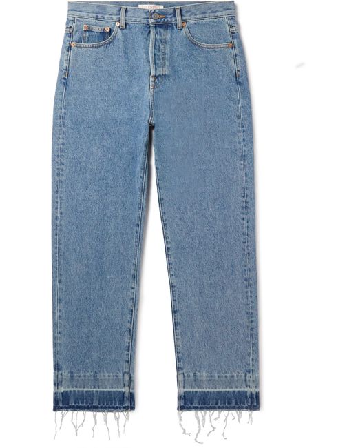 Valentino Frayed Straight-Leg Jeans