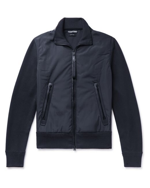 Tom Ford Panelled Ribbed Wool and Shell Zip-Up Cardigan