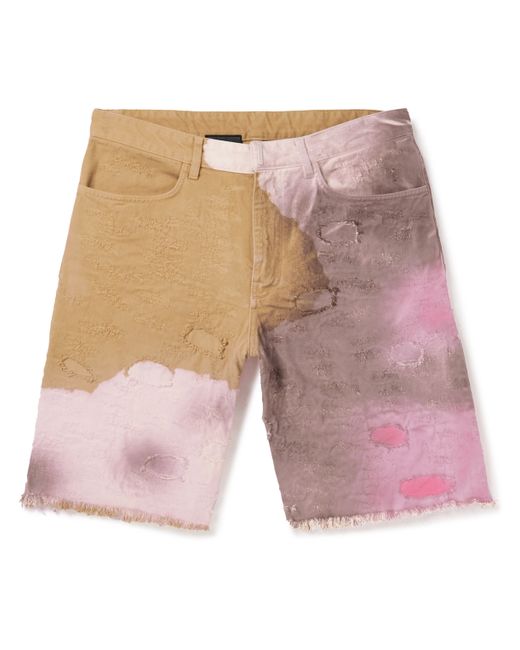 Givenchy Wide-Leg Distressed Tie-Dyed Denim Shorts
