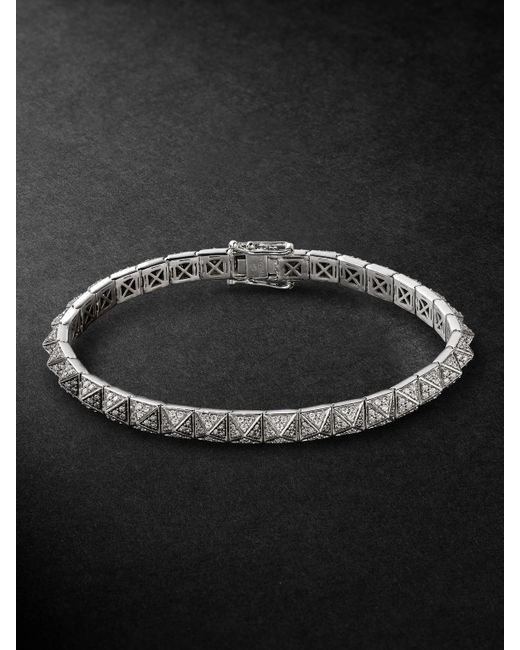 Kolours Jewelry Triangle Medium White Gold Diamond Bracelet