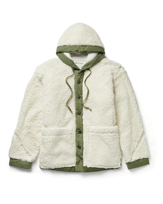 Greg Lauren Shell-Trimmed Sherpa Hooded Jacket