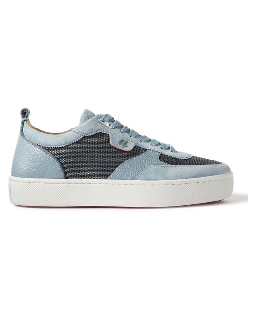 Christian Louboutin Happyrui Suede Textured-Leather and Mesh Sneakers