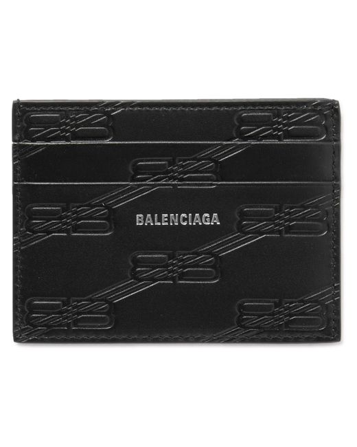 Balenciaga Logo-Print Monogrammed Leather Cardholder