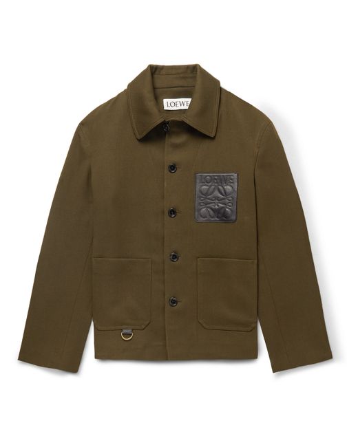 Loewe Leather-Trimmed Wool Shirt Jacket