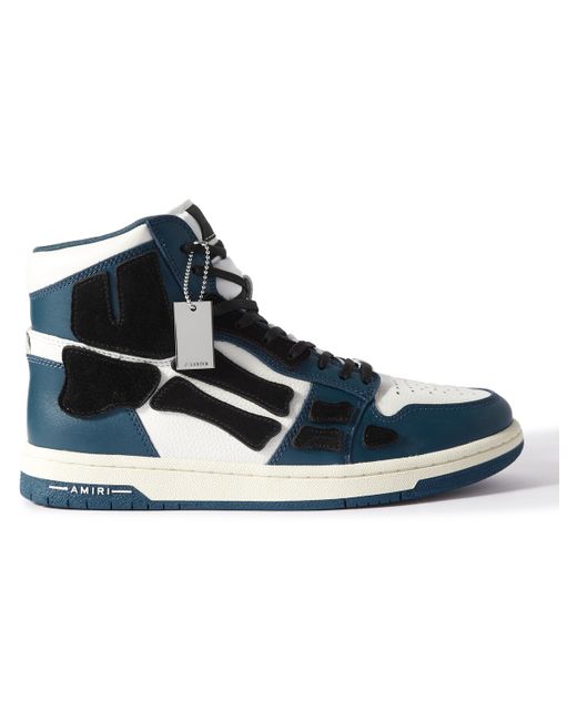 Amiri Skel-Top Colour-Block Leather and Suede High-Top Sneakers