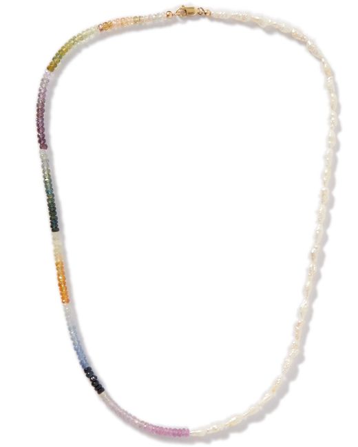 Roxanne First Cant Decide Gold Sapphire and Pearl Beaded Necklace