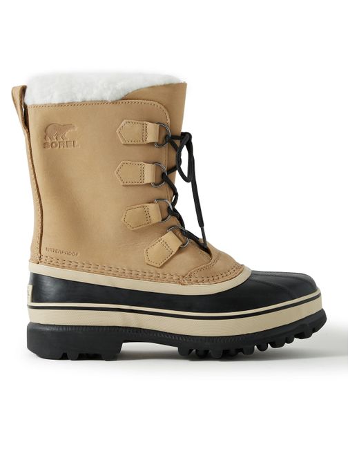 Sorel Caribou Faux Shearling-Trimmed Nubuck and Rubber Snow Boots