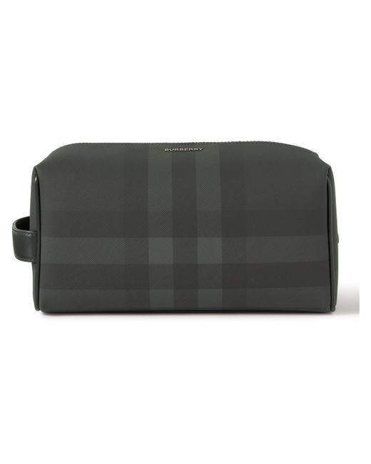 Burberry Leather-Trimmed Checked Coated-Canvas Wash Bag