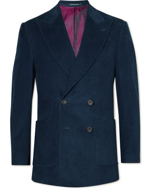 Richard James Slim-Fit Double-Breasted Cotton-Needlecord Suit Jacket