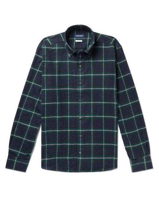 Peter Millar Button-Down Collar Checked Cotton-Flannel Shirt