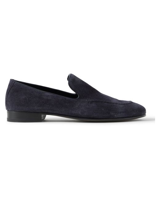 Manolo Blahnik Truro Leather-Trimmed Suede Loafers