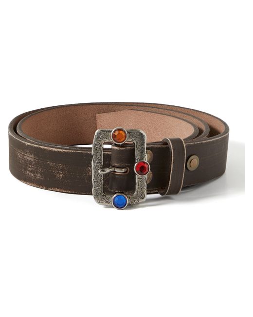 Kapital .5cm Disco Embellished Distressed Leather Belt