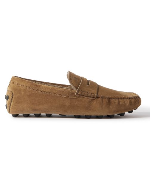 Tod's Gommino Shearling-Trimmed Suede Driving Shoes