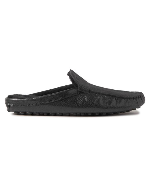 Tod's Shearling-Lined Full-Grain Leather Slippers