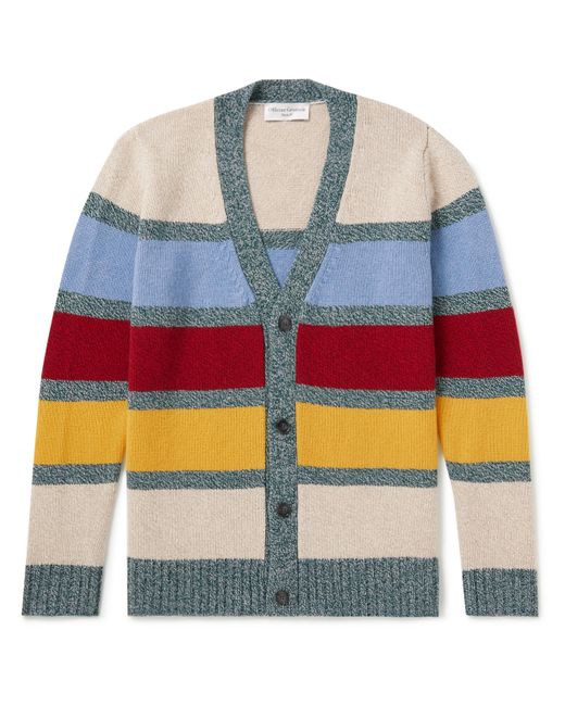 Officine Generale Miles Striped Wool and Cashmere-Blend Cardigan