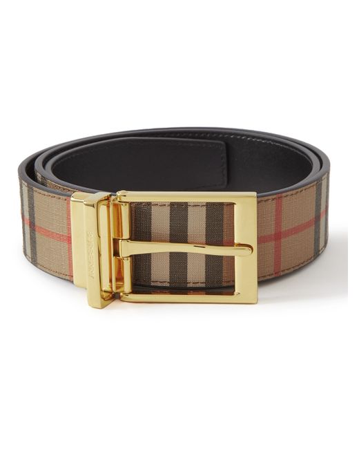 Burberry 3.5cm Reversible Checked E-Canvas and Leather Belt