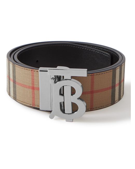 Burberry 4cm Reversible Checked E-Canvas and Leather Belt