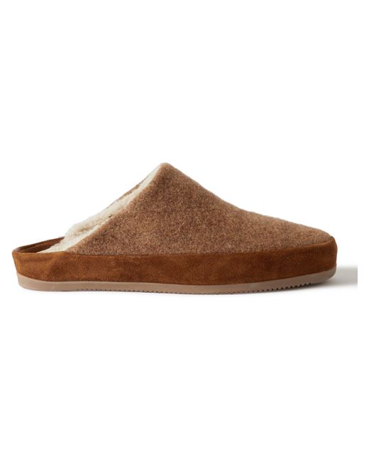 Mulo Suede-Trimmed Shearling-Lined Recycled Wool Slippers