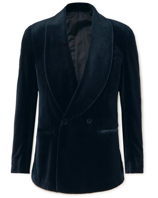 De Petrillo Shawl-Collar Double-Breasted Cotton-Velvet Tuxedo Jacket
