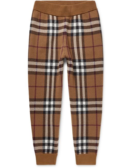 Burberry Checked Cashmere-Jacquard Tapered Sweatpants
