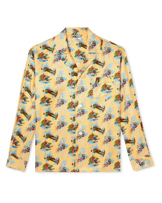 Bode Camp-Collar Printed Silk-Satin Twill Shirt