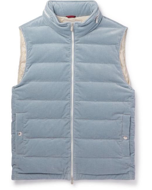 Brunello Cucinelli Quilted Cotton-Blend Corduroy Hooded Down Gilet