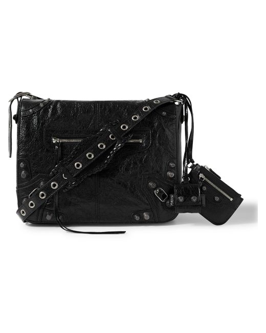 Balenciaga Le Cagole Embellished Textured-Leather Messenger Bag