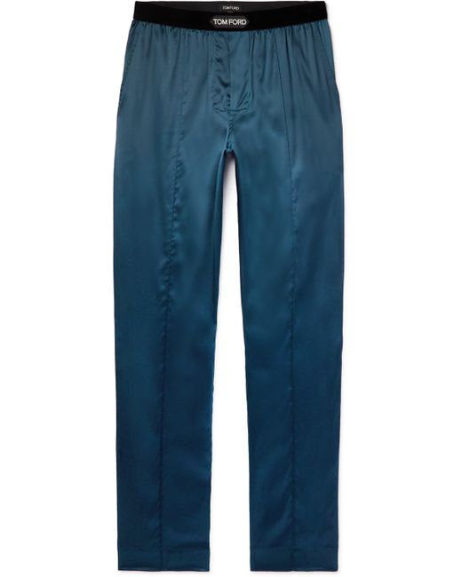 Tom Ford Velvet-Trimmed Stretch-Silk Satin Pyjama Trousers