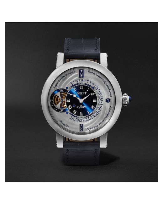 Bovet Récital 21 Limited Edition Hand-Wound Perpetual Calendar 44.4mm Titanium and Croc-Effect Leather Watch Ref. No. R210002