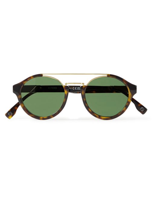 Fendi Round-Frame Gold-Tone and Acetate Sunglasses