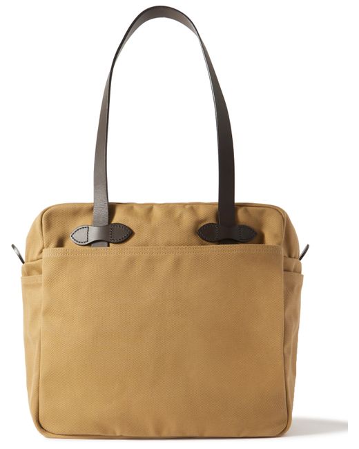 Filson Leather-Trimmed Cotton-Twill Tote Bag