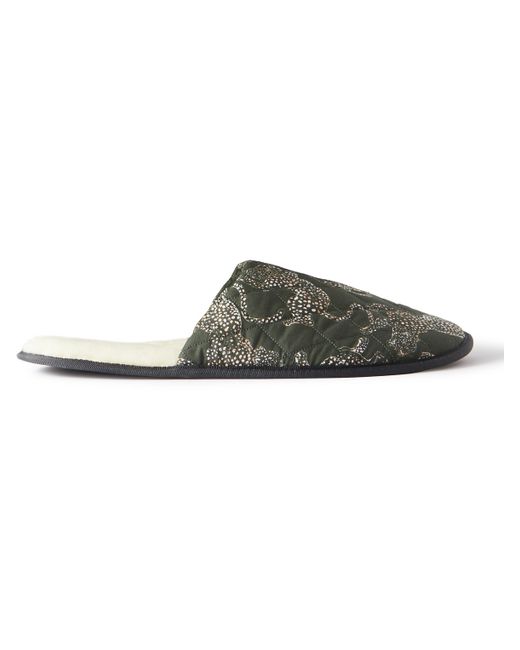 Desmond & Dempsey Wool Fleee Lines Quilted Printed Cotton Slippers