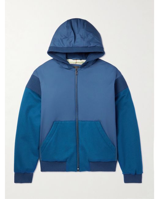 Loro Piana Wallace Panelled Storm System Nylon and Cashmere Hooded Bomber Jacket