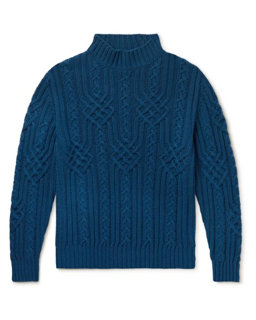 Loro Piana Ribbed Cable-Knit Cashmere Rollneck Sweater