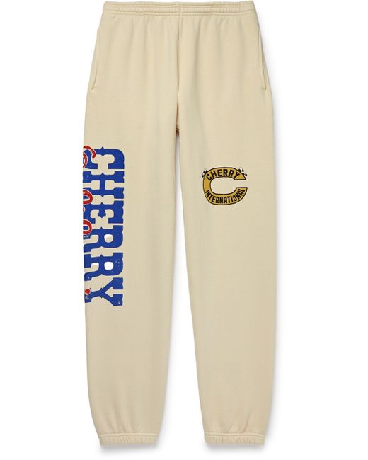 Cherry La Tapered Logo-Print Cotton-Jersey Sweatpants