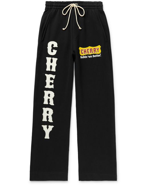 Cherry La Straight-Leg Logo-Appliquéd Cotton-Jersey Sweatpants