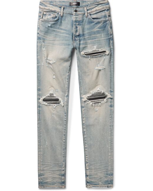 Amiri MX1 Skinny-Fit Panelled Distressed Jeans