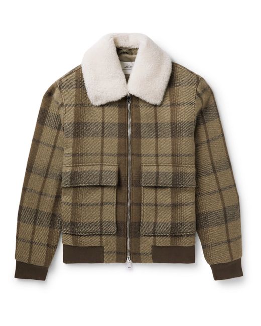 Mr P. Mr P. Checked Shearling-Trimmed Virgin Wool Blouson Jacket