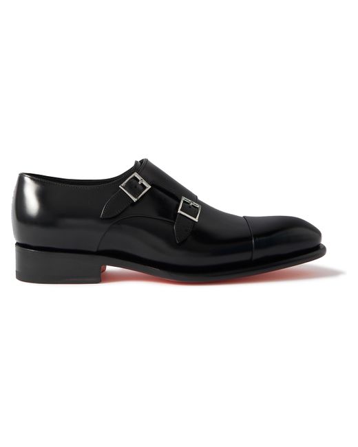 Santoni Cap-Toe Leather Monk-Strap Shoes