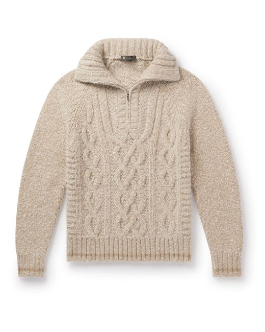 Loro Piana Cable-Knit Cashmere Half-Zip Sweater
