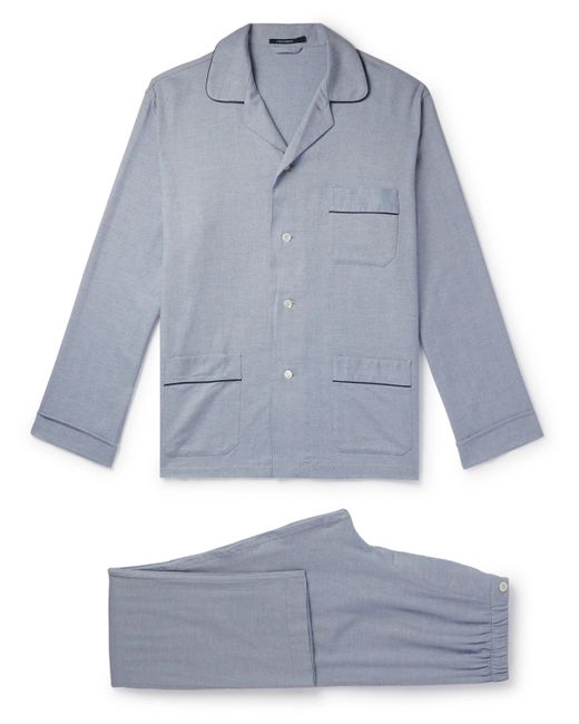 Thom Sweeney Brushed Herringbone Cotton-Flannel Pyjama Set
